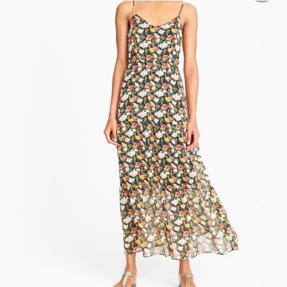J. Crew Mercantile Preppy Feminine Spaghetti Strap Sweet Pea Floral Maxi Dress 4 - Picture 2 of 16